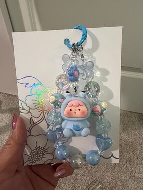 Handmade Blue Bubblegum Bead Phone/Purse Charm